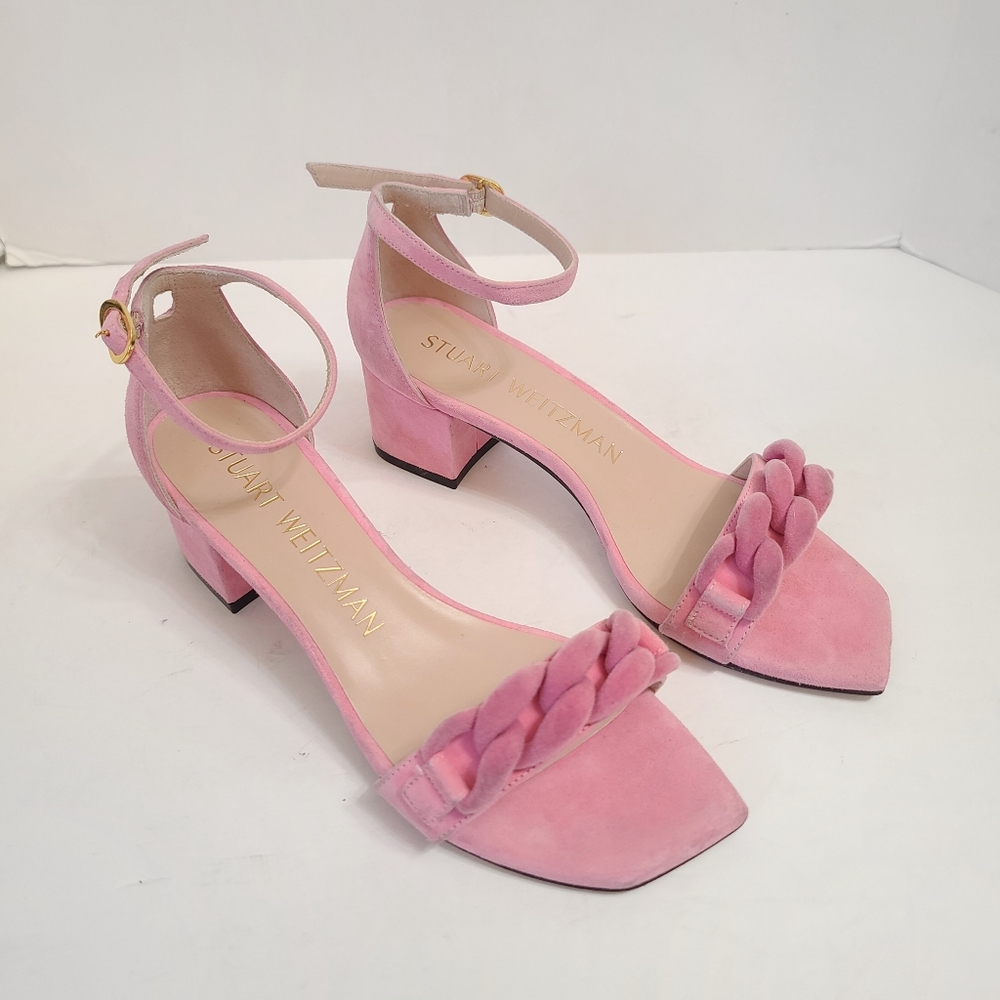 Stuart Weitzman | Amelina 50mm Block Chain Sandals in Pink Size 7 - Picture 2 of 14